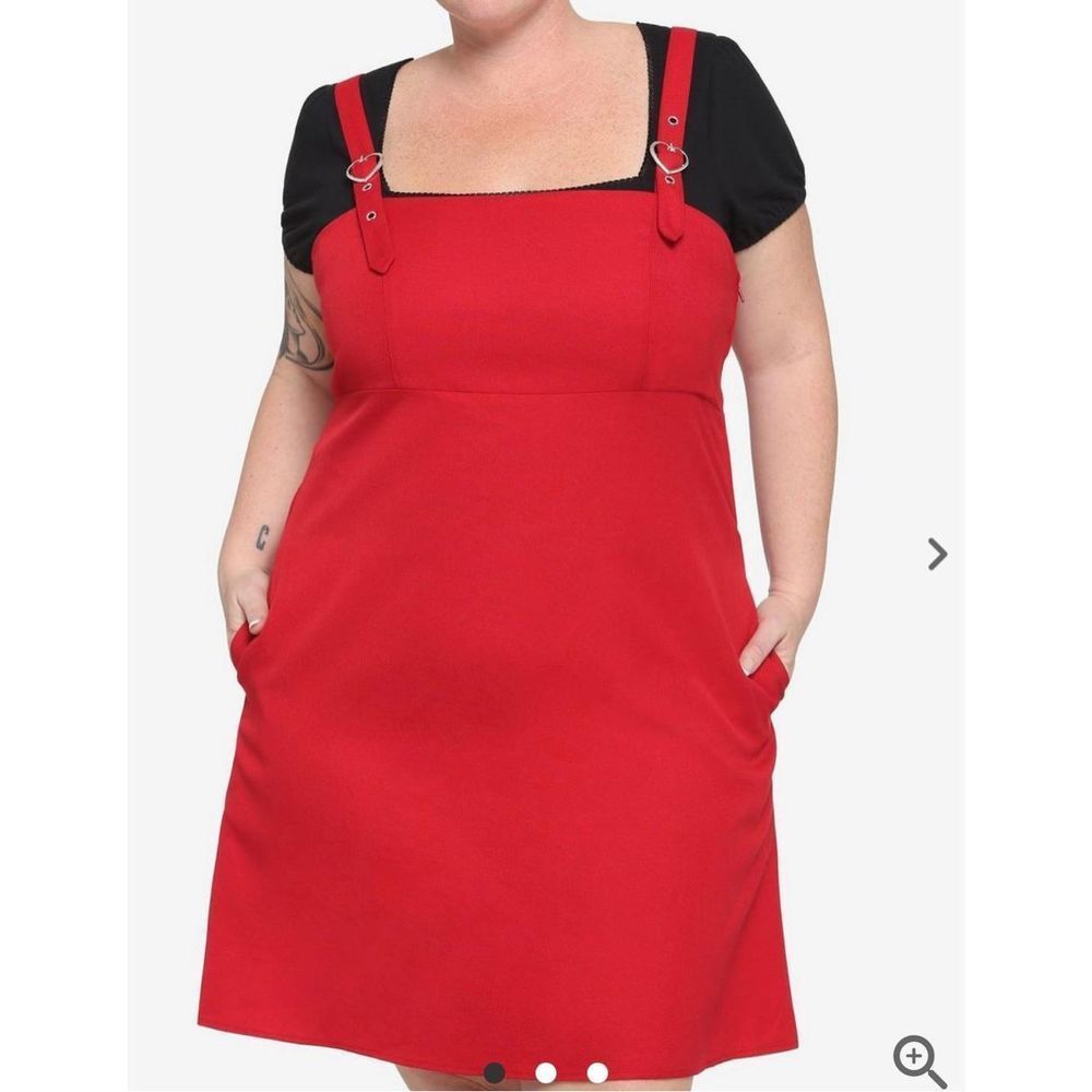 Hot Topic Red Heart Buckle Pinafore Dress Plus Size 1 Nwot